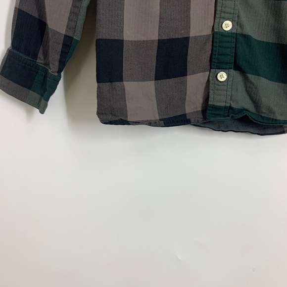 Burberry Kids Plaid Long Sleeve Button Up Shirt Green Grey Yellow Check Boys 7Y - Picture 7 of 16